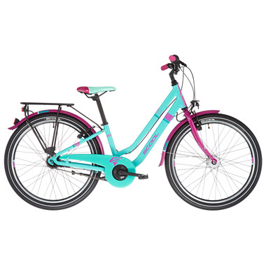 S'COOL CHIX TWIN Alu 7S 24" City Bike Turquoise/Pink 0